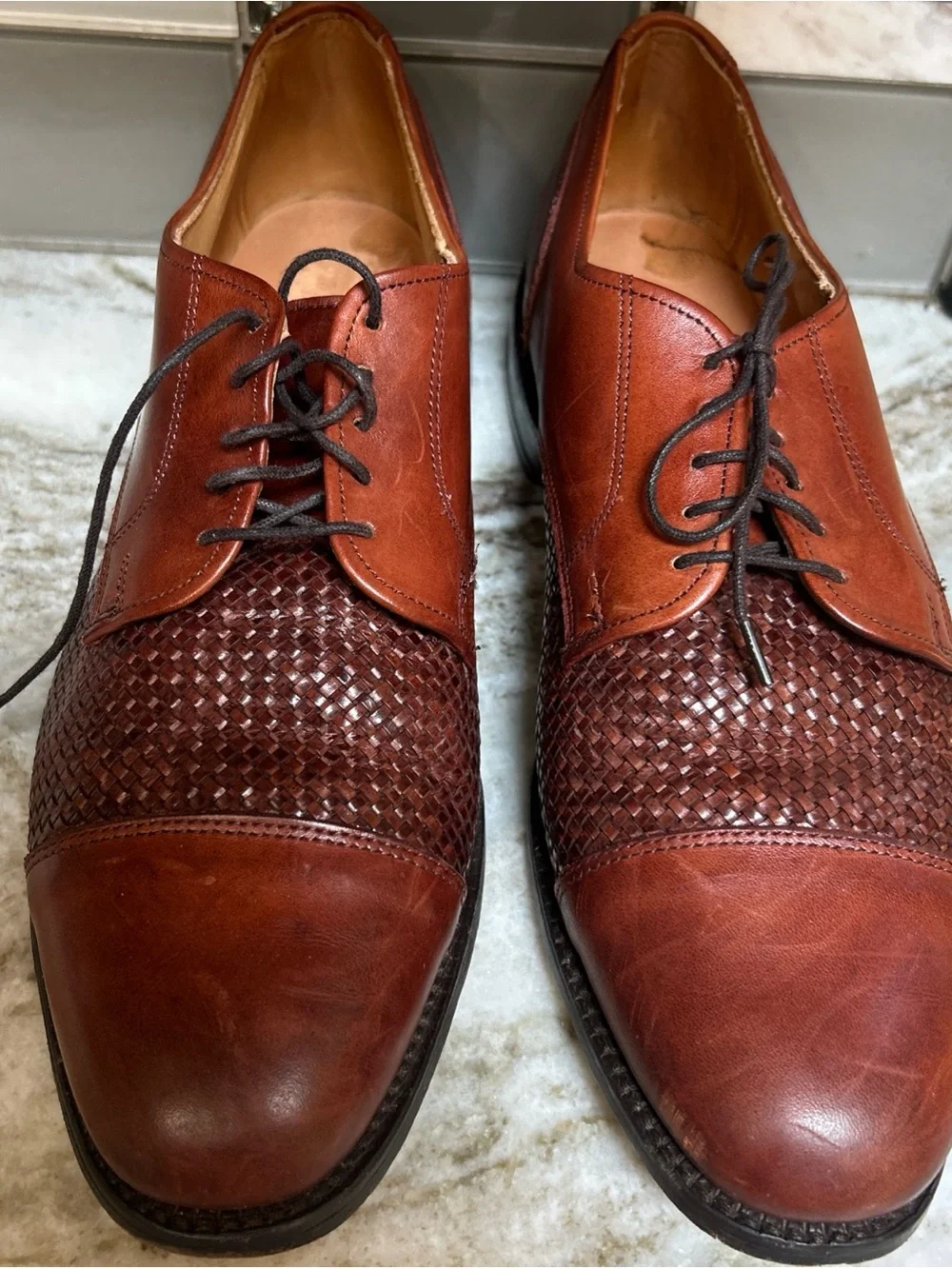 Allen Edmonds Lauderdale Leather Woven Captoe Oxford Dress Shoes US 9.5 D